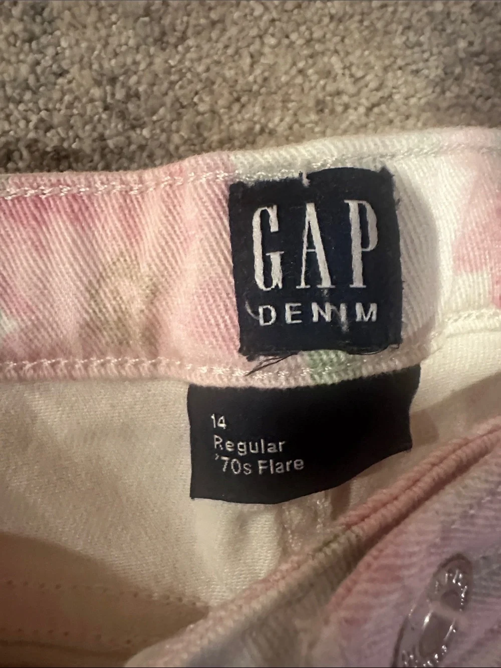 GAP Pink Floral Print White Jeans